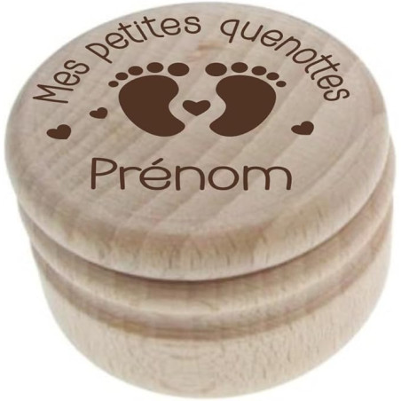 Gravure Events Boîte à Dents de Lait en Bois Personnalisée – Gravée avec le Prénom et un Motif Petits Pieds – Souvenir Tendre