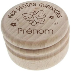 Gravure Events Boîte à Dents de Lait Gravée en Bois – Personnalisée avec le Prénom et un Motif Papillons – Cadeau Poétique et