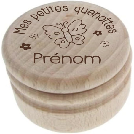 Gravure Events Boîte à Dents de Lait Gravée en Bois – Personnalisée avec le Prénom et un Motif Papillons – Cadeau Poétique et