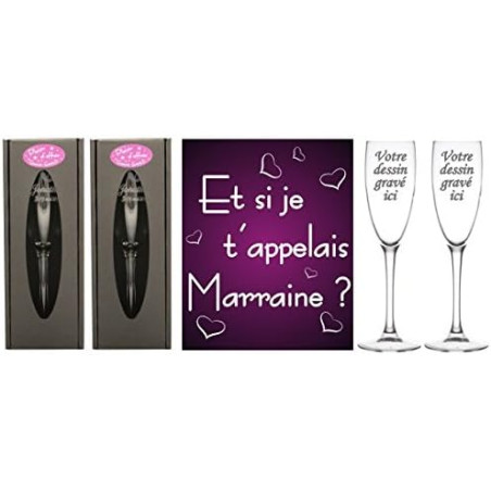 Flute Gravée - Et si je t'appelais Marraine/Parrain - Baptême & Communion