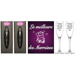 Flute Gravée - Les meilleur des Parrains/Marraines - Baptême Garçons et Filles