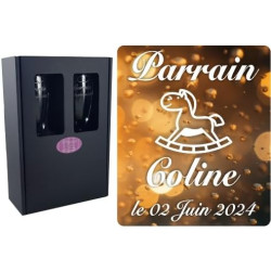 Gravure Events 2 Flûtes à Champagne Gravées 17cl en Verre Modèle Cheval avec Boîte Cadeau - Cadeau Parrain ou Marraine – Verre