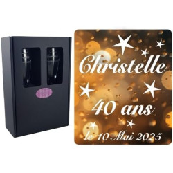 Gravure Events Flûtes à Champagne en Verre Modèle Etoiles (Coffret 2 Flûtes) Personnalisé avec Prénom Gravé, Cadeau