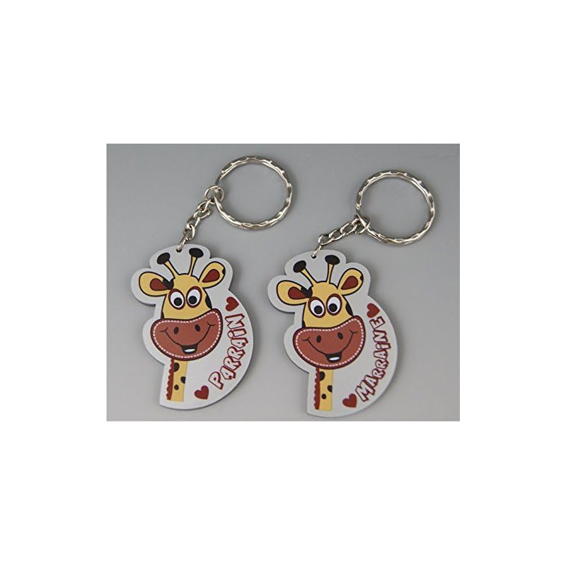 Lot : J'aime Marraine + Parrain - 2 Portes Clef - Baptême & Communion