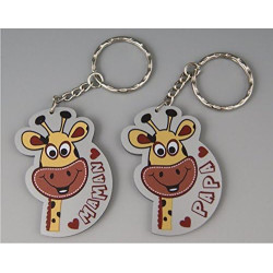 Lot : J'aime Maman + Papa - 2 Portes Clef - Baptême & Communion