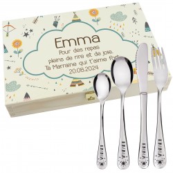 Coffret en bois couverts...