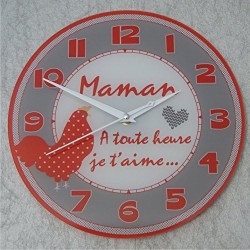 Gravure Events Horloge Je t'aime Maman – Cadeau pour la fête des Mères, Noël, Anniversaire, Naissance... multicolore - Diamètre