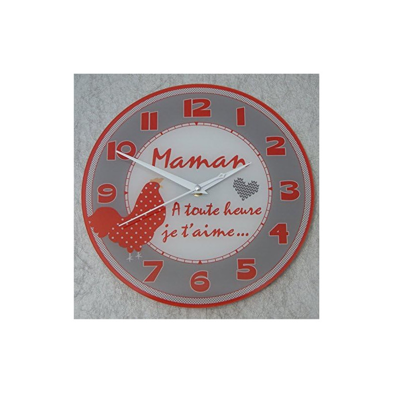 Gravure Events Horloge Je t'aime Maman – Cadeau pour la fête des Mères, Noël, Anniversaire, Naissance... multicolore - Diamètre