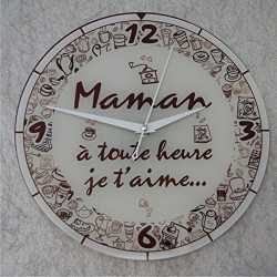 Gravure Events Horloge Je t'aime Maman – Cadeau pour la fête des Mères, Noël, Anniversaire, Naissance... couleur voir photo