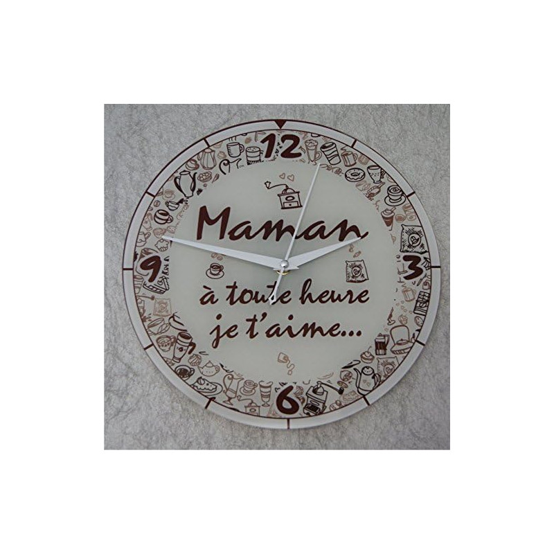 Gravure Events Horloge Je t'aime Maman – Cadeau pour la fête des Mères, Noël, Anniversaire, Naissance... couleur voir photo
