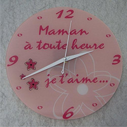 Gravure Events Horloge Je t'aime Maman – Cadeau pour la fête des Mères, Noël, Anniversaire, Naissance... multicolore - Diamètre