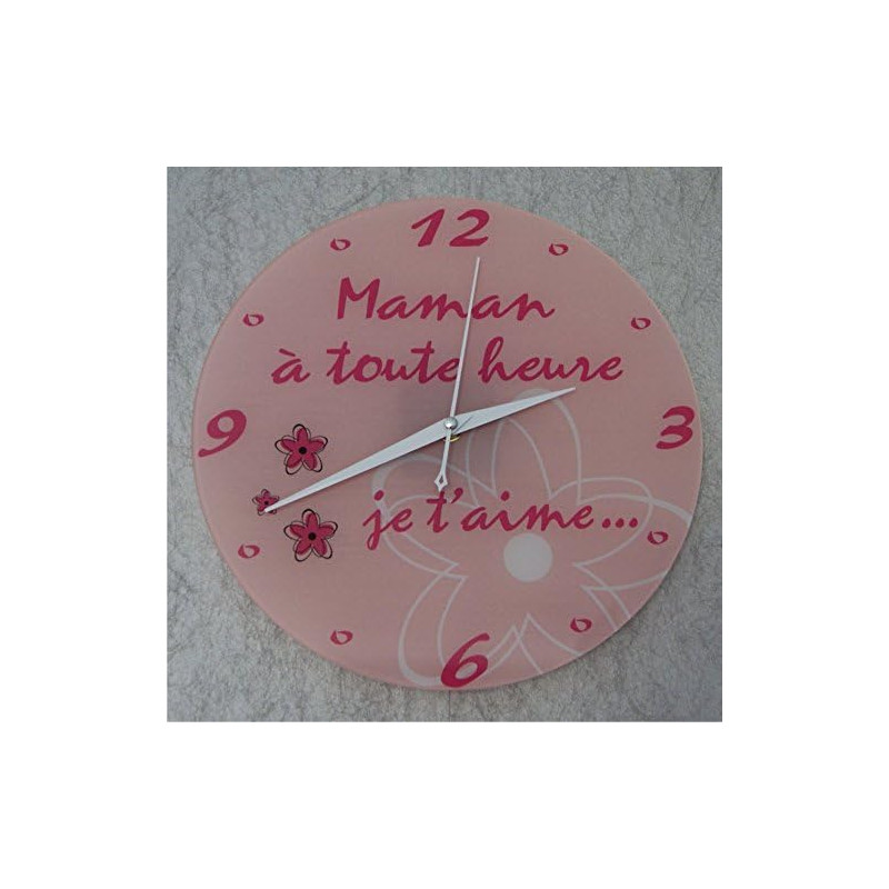 Gravure Events Horloge Je t'aime Maman – Cadeau pour la fête des Mères, Noël, Anniversaire, Naissance... multicolore - Diamètre