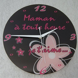 Gravure Events Horloge Je t'aime Maman – Cadeau pour la fête des Mères, Noël, Anniversaire, Naissance... multicolore - Diamètre