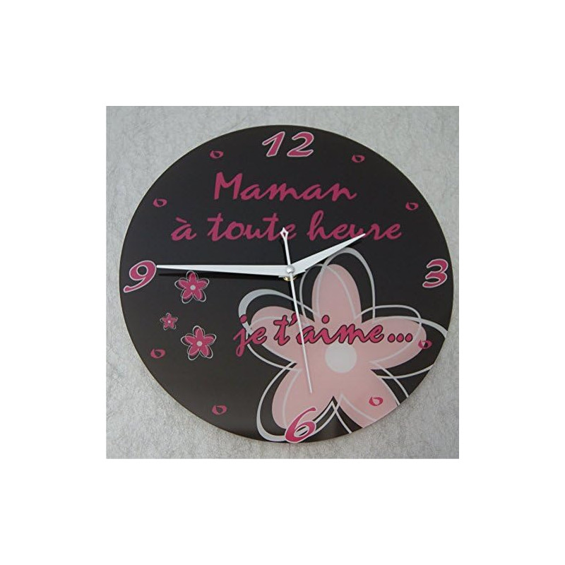 Gravure Events Horloge Je t'aime Maman – Cadeau pour la fête des Mères, Noël, Anniversaire, Naissance... multicolore - Diamètre