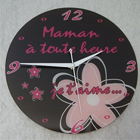 Gravure Events Horloge Je t'aime Maman – Cadeau pour la fête des Mères, Noël, Anniversaire, Naissance... multicolore - Diamètre