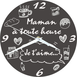 Gravure Events Horloge Je t'aime Maman – Cadeau pour la fête des Mères, Noël, Anniversaire, Naissance... Couleur voir photo