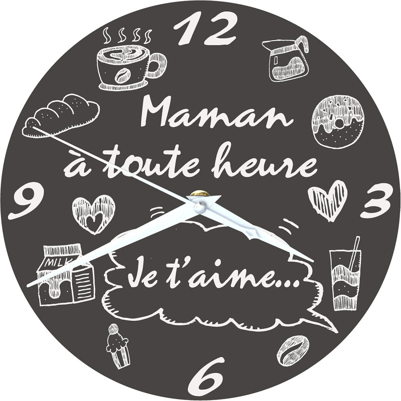 Gravure Events Horloge Je t'aime Maman – Cadeau pour la fête des Mères, Noël, Anniversaire, Naissance... Couleur voir photo
