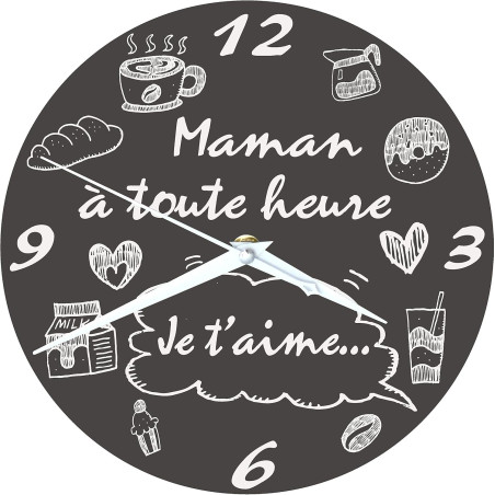 Gravure Events Horloge Je t'aime Maman – Cadeau pour la fête des Mères, Noël, Anniversaire, Naissance... Couleur voir photo