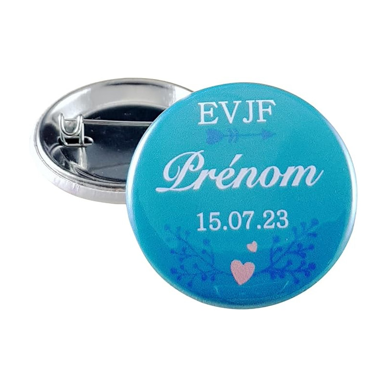 Badge EVJF Personnalisé avec le prénom de la Mariée - Cadeau Enterrement de Vie de Jeune Fille pour une journée entre copine