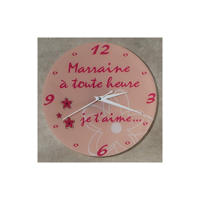 Gravure Events Horloge Je t'aime Marraine – Cadeau pour Marraine : Anniversaire, Noël, Baptême,Communion. multicolore