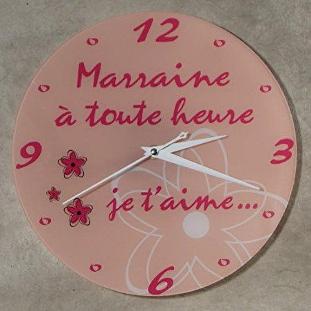 Gravure Events Horloge Je t'aime Marraine – Cadeau pour Marraine : Anniversaire, Noël, Baptême,Communion. multicolore