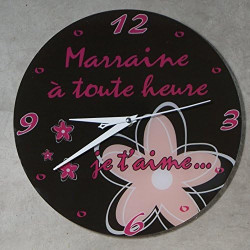 Gravure Events Horloge Je t'aime Marraine – Cadeau pour Marraine : Anniversaire, Noël, Baptême,Communion... multicolore