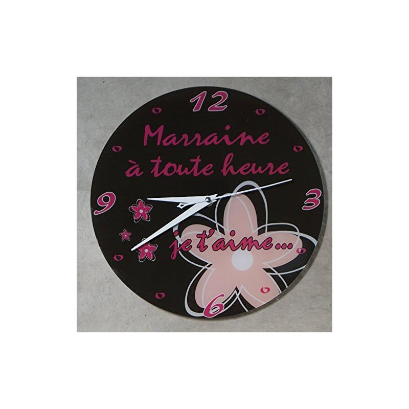Gravure Events Horloge Je t'aime Marraine – Cadeau pour Marraine : Anniversaire, Noël, Baptême,Communion... multicolore