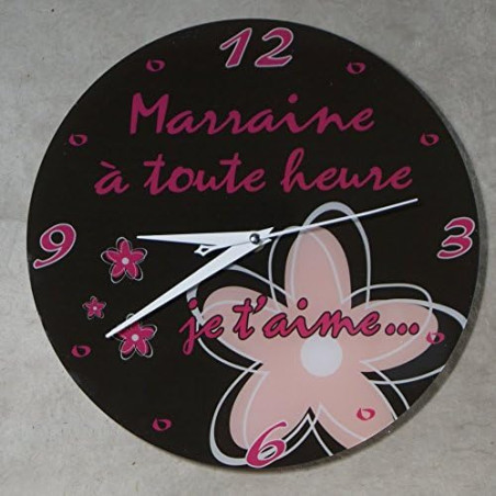Gravure Events Horloge Je t'aime Marraine – Cadeau pour Marraine : Anniversaire, Noël, Baptême,Communion... multicolore