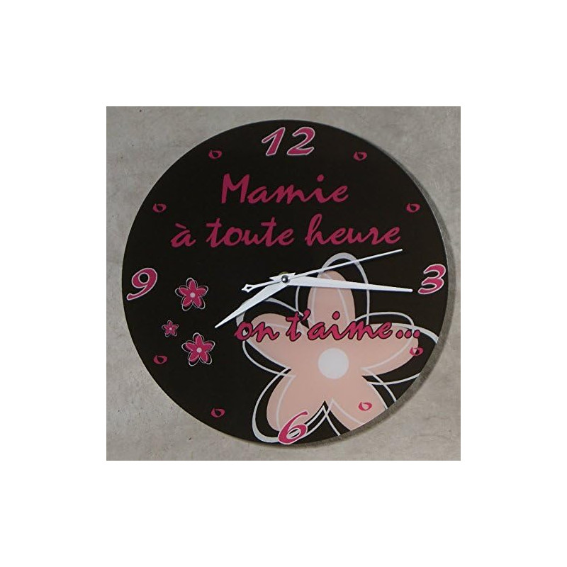 Horloge Je t'aime Mamie – Cadeau Original pour Papi et Mamy – Fête des Grands mères, Anniversaire, Noël... multicolore