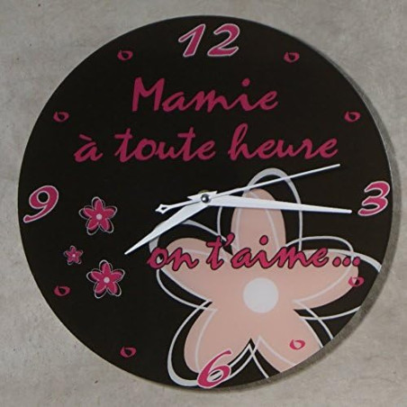 Horloge Je t'aime Mamie – Cadeau Original pour Papi et Mamy – Fête des Grands mères, Anniversaire, Noël... multicolore