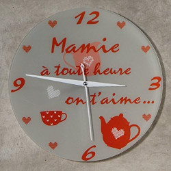 HeMy - Horloge Je t'aime Mamie – Cadeau Original pour Papi et Mamy – Fête des Grands mères, Anniversaire, Noël... Couleur voir