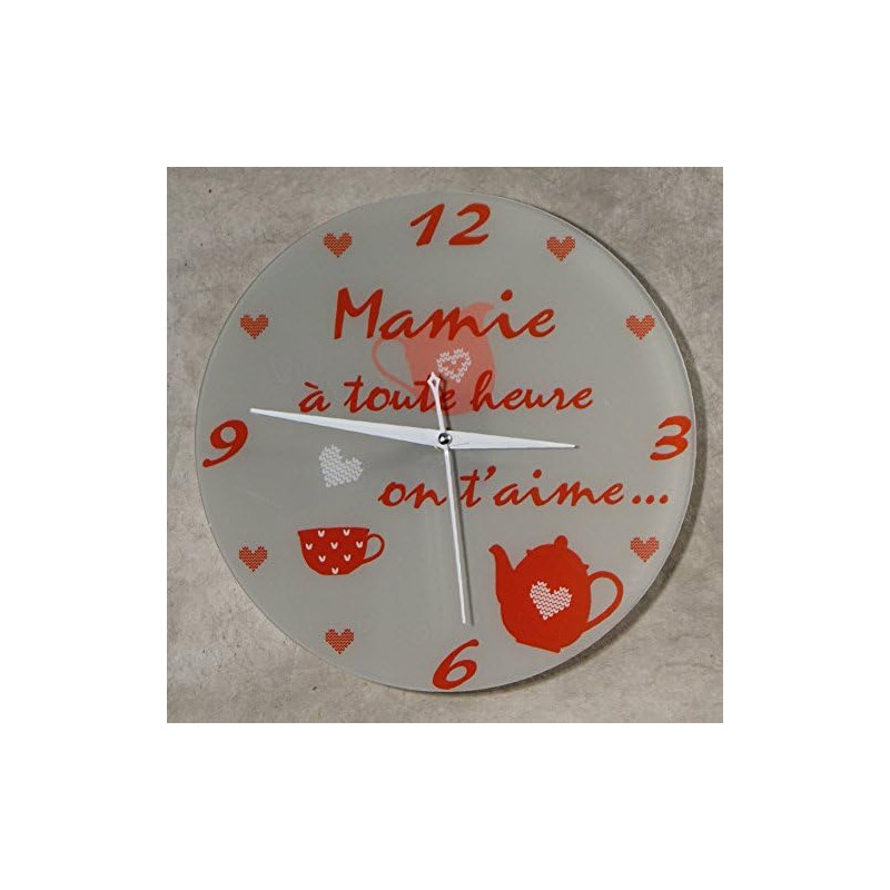 HeMy - Horloge Je t'aime Mamie – Cadeau Original pour Papi et Mamy – Fête des Grands mères, Anniversaire, Noël... Couleur voir
