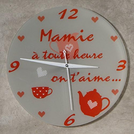 HeMy - Horloge Je t'aime Mamie – Cadeau Original pour Papi et Mamy – Fête des Grands mères, Anniversaire, Noël... Couleur voir