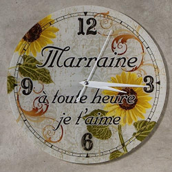 Gravure Events Horloge Je t'aime Marraine – Cadeau pour Marraine : Anniversaire, Noël, Baptême,Communion... multicolore