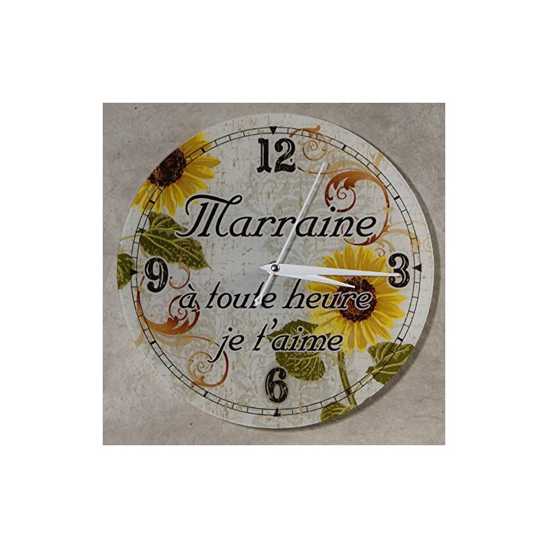 Gravure Events Horloge Je t'aime Marraine – Cadeau pour Marraine : Anniversaire, Noël, Baptême,Communion... multicolore