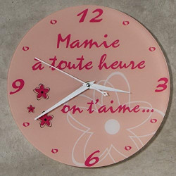 Horloge Je t'aime Mamie – Cadeau Original pour Papi et Mamy – Fête des Grands mères, Anniversaire, Noël... multicolore