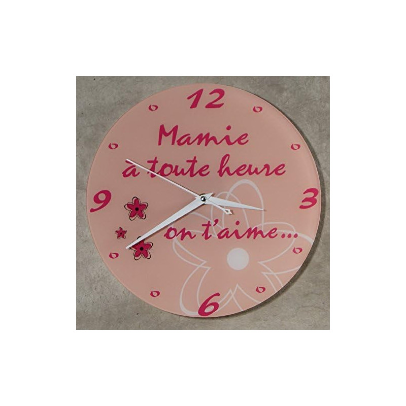 Horloge Je t'aime Mamie – Cadeau Original pour Papi et Mamy – Fête des Grands mères, Anniversaire, Noël... multicolore