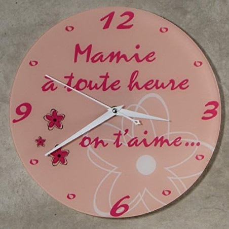 Horloge Je t'aime Mamie – Cadeau Original pour Papi et Mamy – Fête des Grands mères, Anniversaire, Noël... multicolore