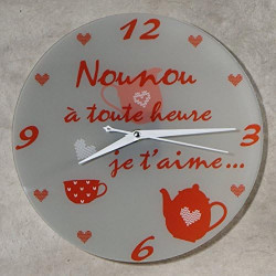 Gravure Events Horloge Je t'aime Nounou – Cadeau pour la fête des Nounous, Noël, Anniversaire, Fin de contrat, Fin d'année