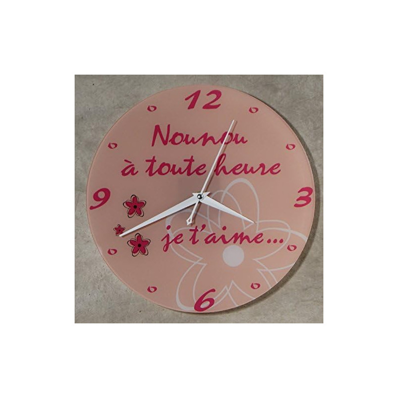 Gravure Events Horloge Je t'aime Nounou – Cadeau pour la fête des Nounous, Noël, Anniversaire, Fin de contrat, Fin d'année