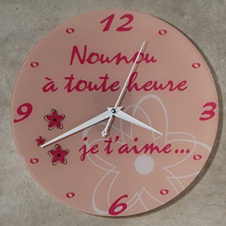 Gravure Events Horloge Je t'aime Nounou – Cadeau pour la fête des Nounous, Noël, Anniversaire, Fin de contrat, Fin d'année