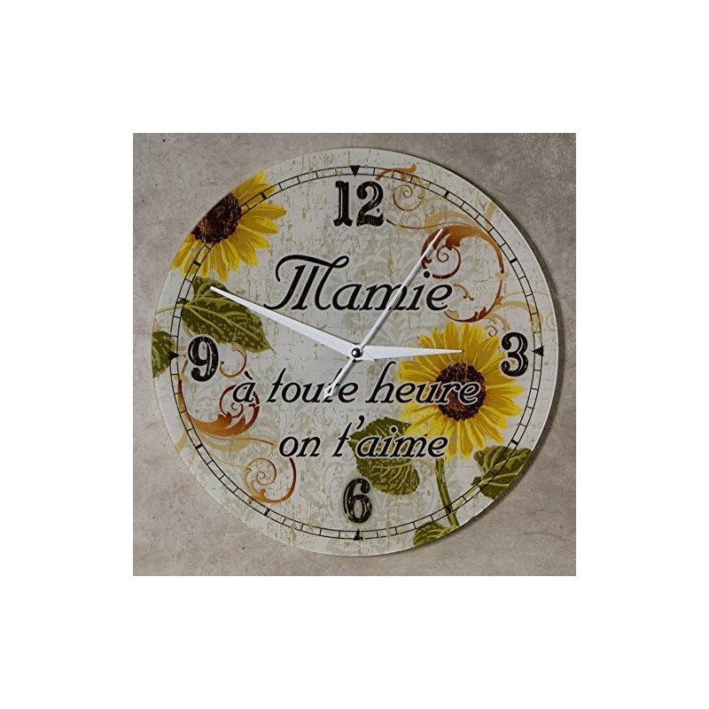 Horloge Je t'aime Mamie – Cadeau Original pour Papi et Mamy – Fête des Grands mères, Anniversaire, Noël... multicolore