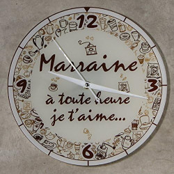 Gravure Events Horloge Je t'aime Marraine – Cadeau pour Marraine : Anniversaire, Noël, Baptême,Communion... multicolore