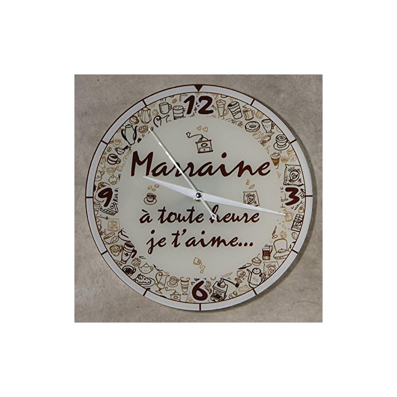 Gravure Events Horloge Je t'aime Marraine – Cadeau pour Marraine : Anniversaire, Noël, Baptême,Communion... multicolore