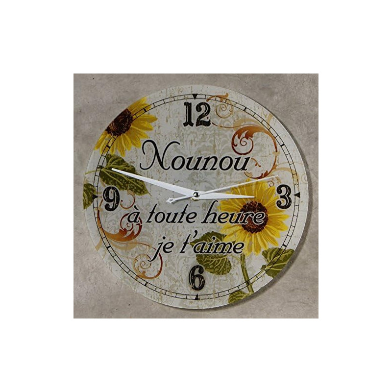 Gravure Events Horloge Je t'aime Nounou – Cadeau pour la fête des Nounous, Noël, Anniversaire, Fin de contrat, Fin d'année