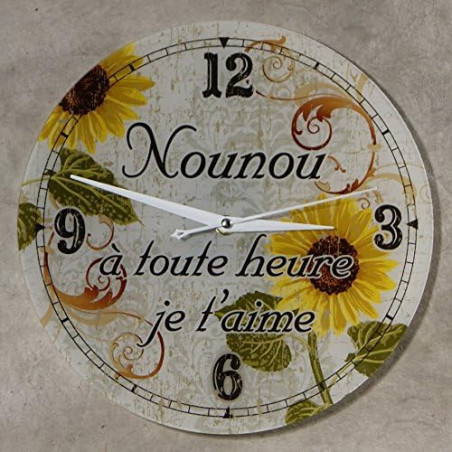 Gravure Events Horloge Je t'aime Nounou – Cadeau pour la fête des Nounous, Noël, Anniversaire, Fin de contrat, Fin d'année