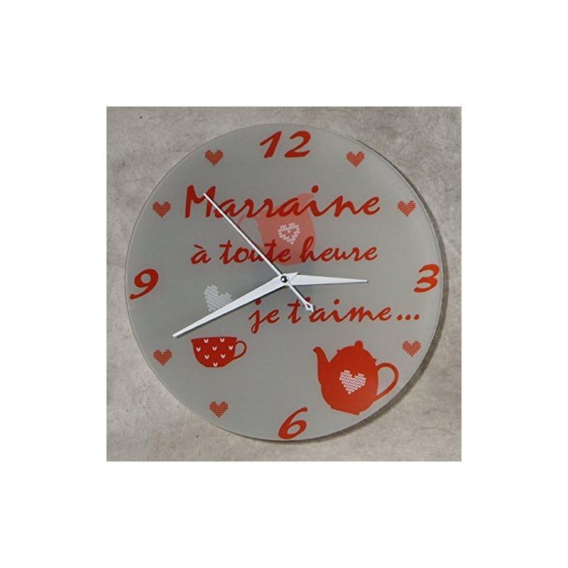 Gravure Events Horloge Je t'aime Marraine – Cadeau pour Marraine : Anniversaire, Noël, Baptême,Communion... multicolore