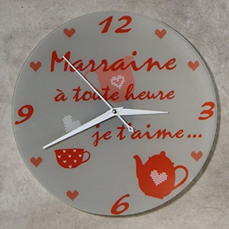 Gravure Events Horloge Je t'aime Marraine – Cadeau pour Marraine : Anniversaire, Noël, Baptême,Communion... multicolore