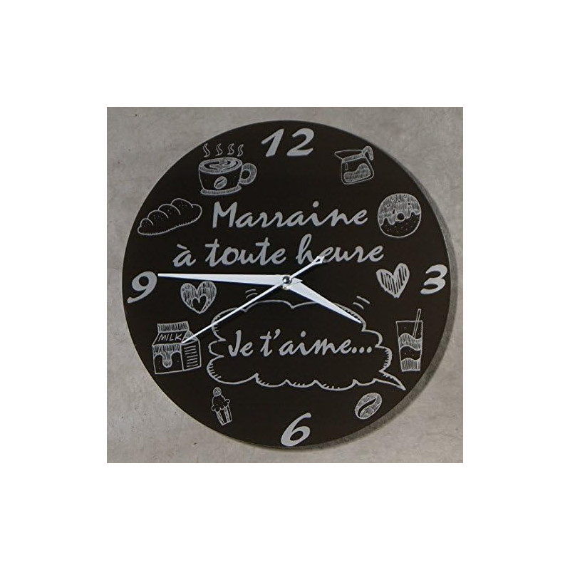Gravure Events Horloge Je t'aime Marraine – Cadeau pour Anniversaire, Noël, Baptême,Communion...