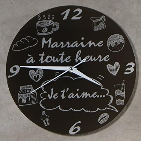 Gravure Events Horloge Je t'aime Marraine – Cadeau pour Anniversaire, Noël, Baptême,Communion...